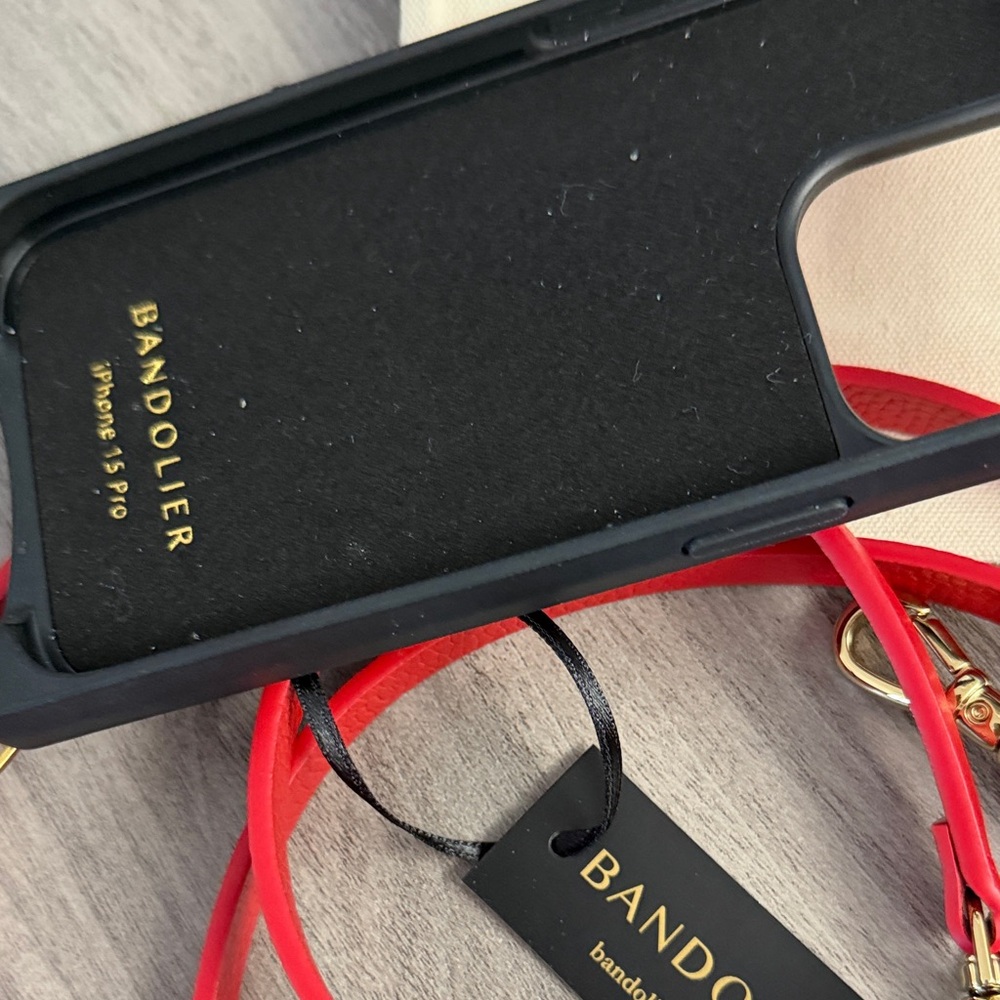 Bandolier Scarlet and Ebony Phone Case with Strap..fits iPhone 15 pro - Picture 3 of 4
